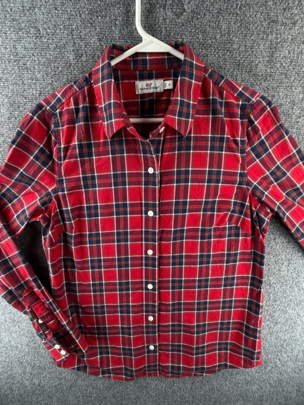 Vineyard Vines Size 8 Red Blue Flannel Lightweight Button Up Shirt Soft Cotton